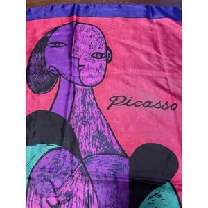 Picasso Scarf VTG Women's Size ~34x34 Woman Sitting Posing ****Possible Flaw